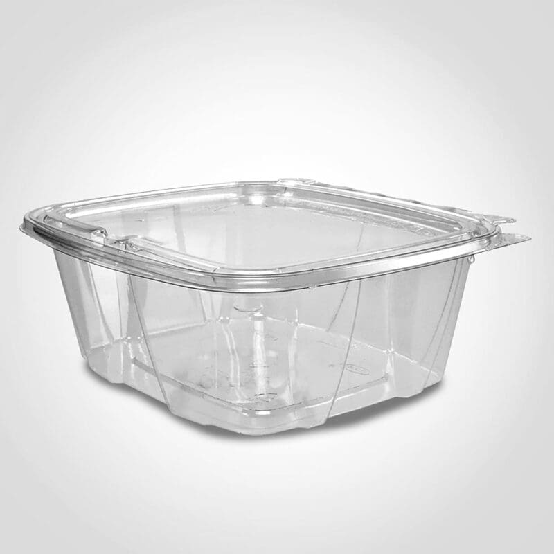 261652 32 oz RPET Plastic Tamper-Evident/Resistant Container with Flat Lid