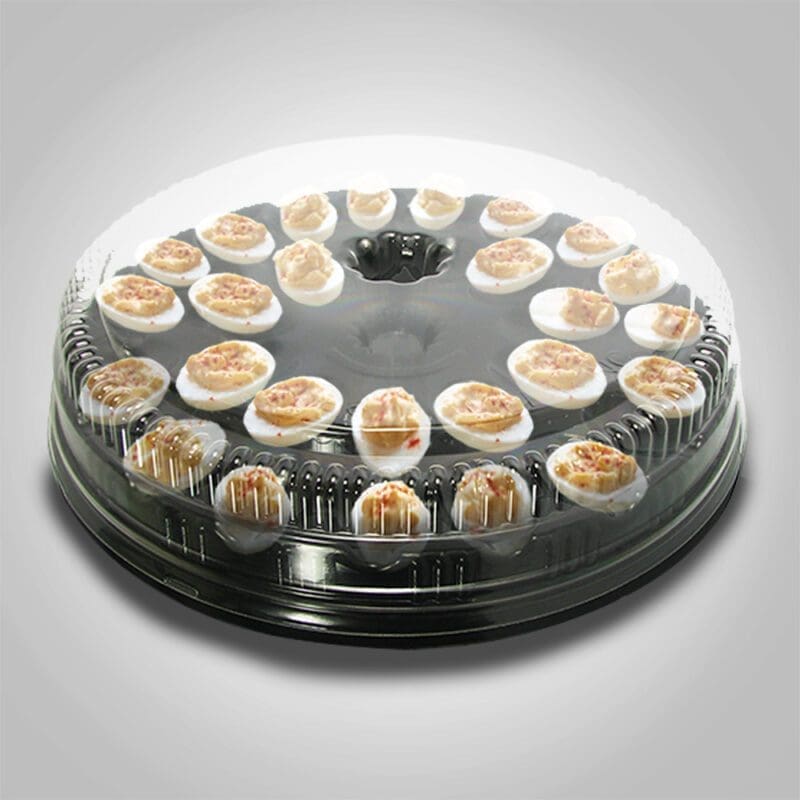 30 Count deviled egg container disposable 30 Count deviled egg disposable container black base clear lid