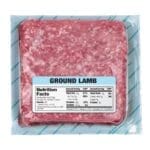 Nutritional Ground Lamb Label on package of ground lamb