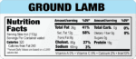 Nutritional Ground Lamb Label with light blue header