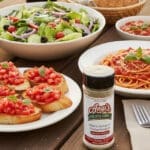 Italian Seasoning on table with Italian foods