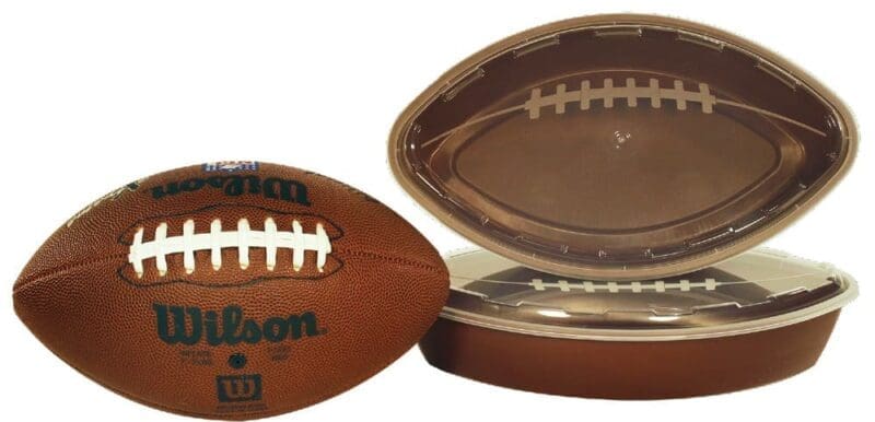 Microwavable football container for catering