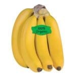 100% Organic Labels on a bundle of bananas