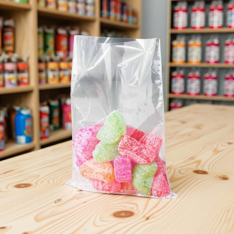 100374-Flat-Poly-Bag-small small takeout plastic bag with candies inside