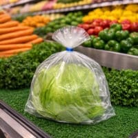 Vented Lettuce Bag with twist ties sitting in produce department