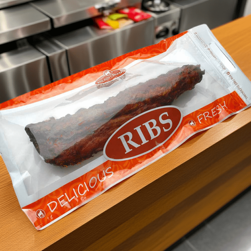 106470 Rib Bag laying flat on deli counter pictured from above Rib Bag laying flat on deli counter pictured from above