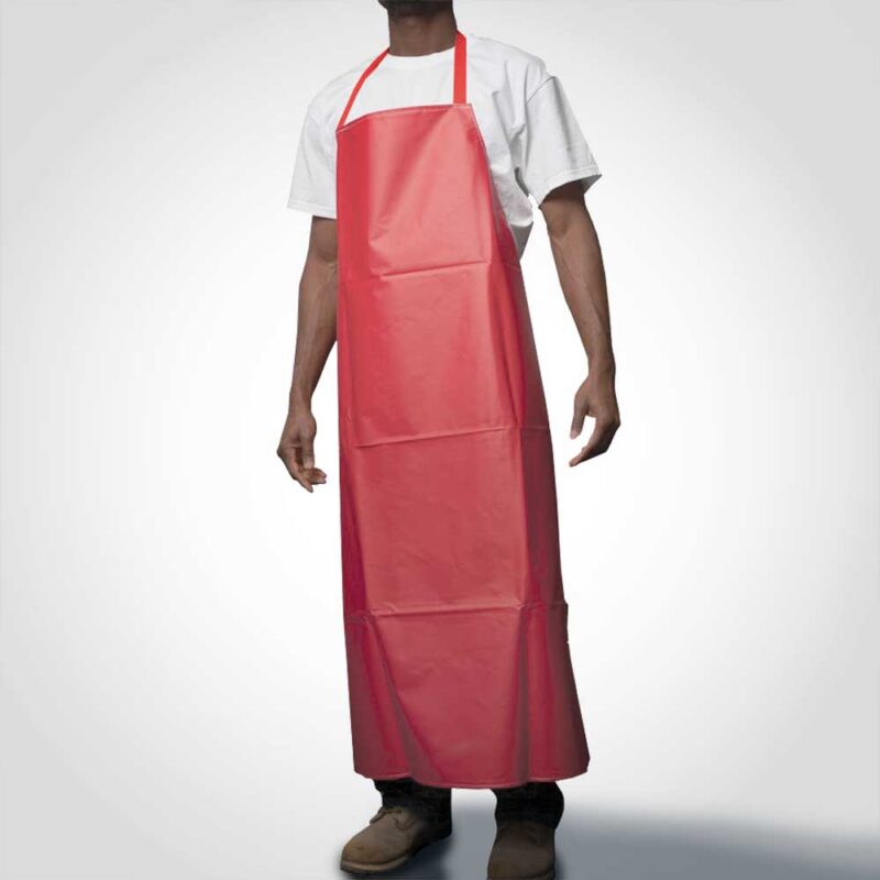 130011 Vinyl Red Apron with Pencil Pocket 7 mil