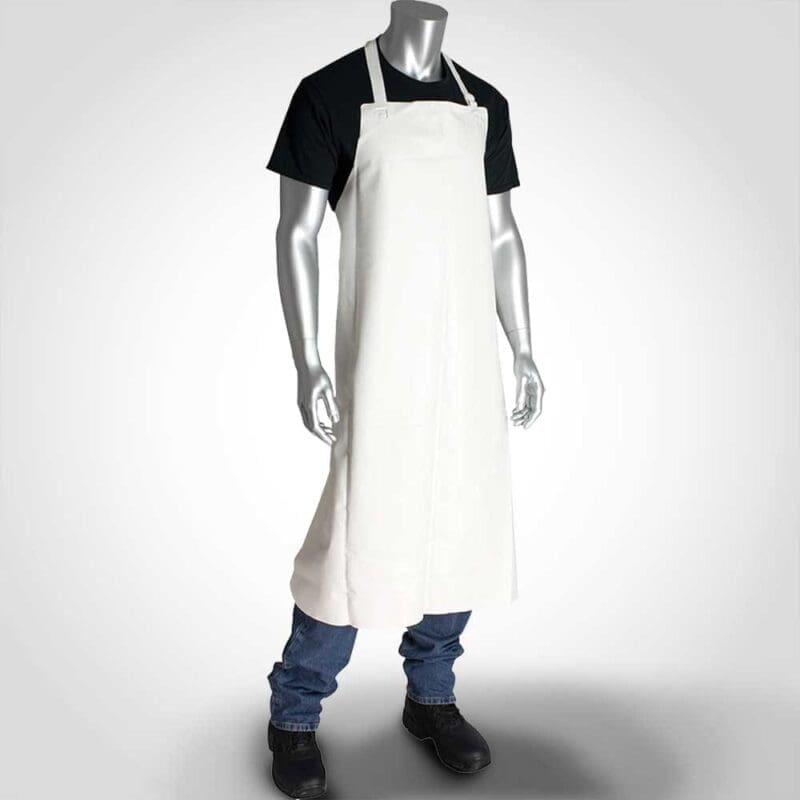 130012 Vinyl White Apron with Pocket 7 mil