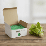 green twist ties next to lettuce