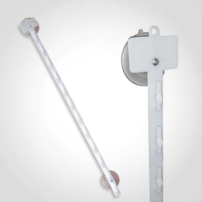 190031 Plastic Merchandising Clip Strip 12 Station with Suction Cup and Label Holder for hanging clipped products on cooler doors