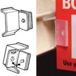 fold and hold shelf sign holder with line drawing of clip.