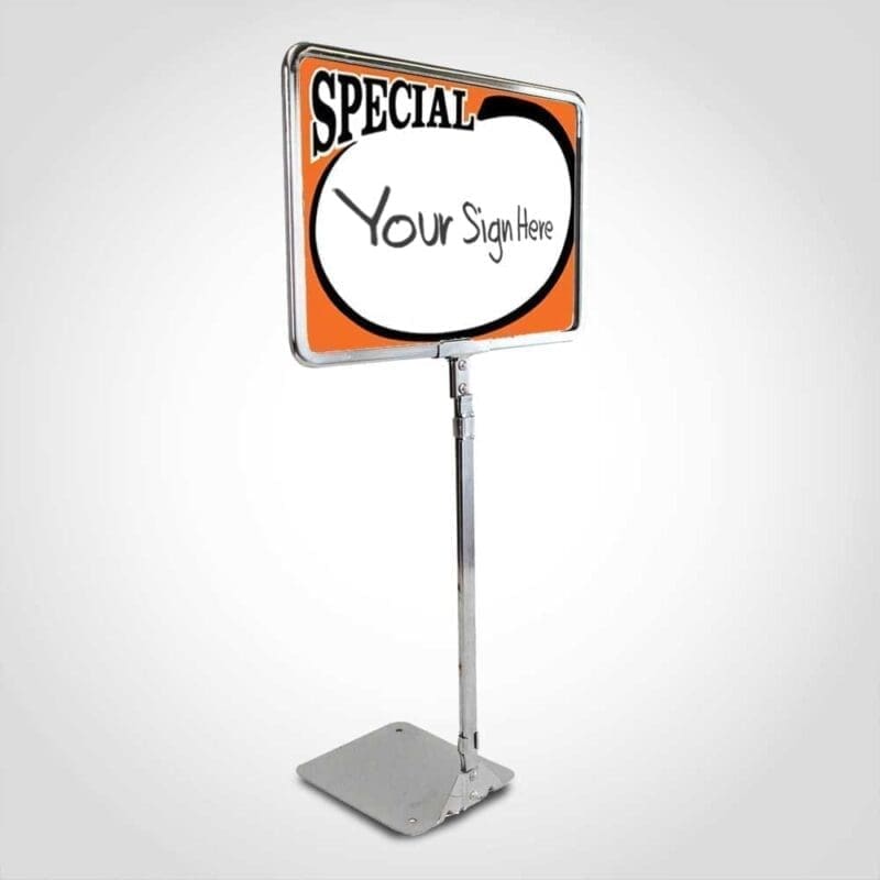 230002 Store Sign Frame with Metal Adjustable Stand - Chrome 7" x 11"