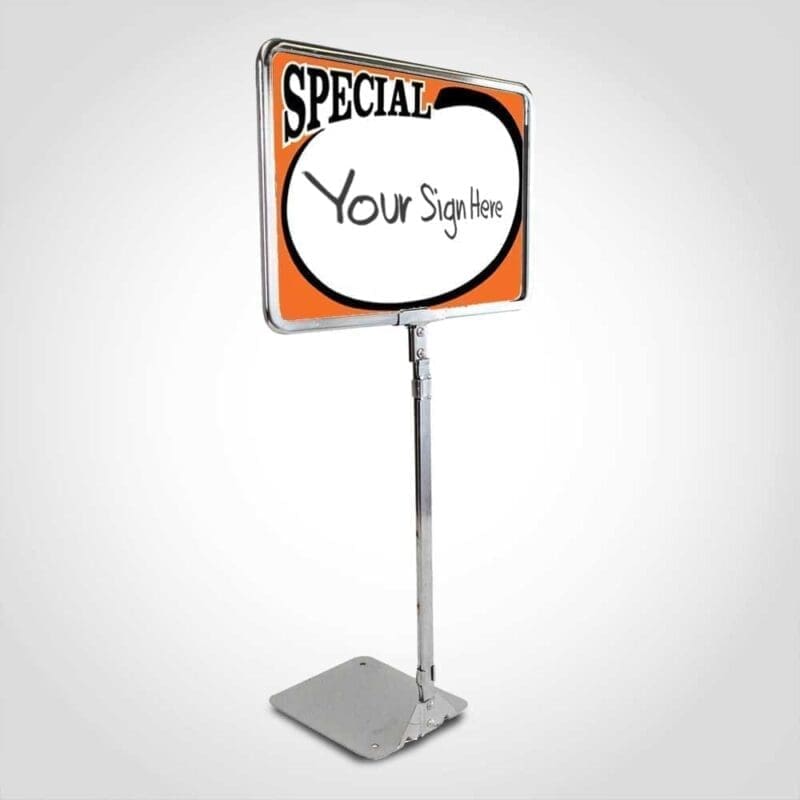 Store Sign Frame with Metal Stand Chrome 7" x 11"