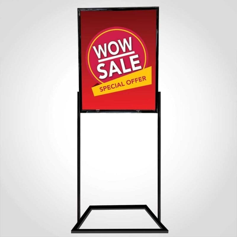 230026-2 Sign Holder Floor Stand Black - 22" x 28" - 62” tall