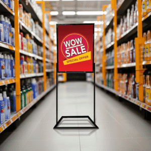 Sign Holder Floor Stand Black - 22" x 28" - 62” tall