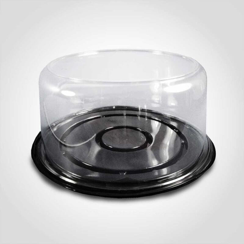 260001 9 inch Cake Container 2-3 Layer Black Base with Clear Lid