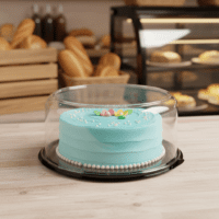 9 inch Cake Container 2-3 Layer Black Base with Clear Lid - 50/case