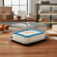 Eighth Sheet Cake Container, Black Base with Clear Lid - 100/case