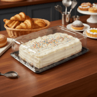 Half Sheet Cake Container Black Base with High Dome Lid