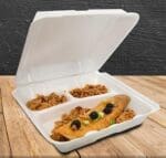 3 compartment styrofoam take out meal container