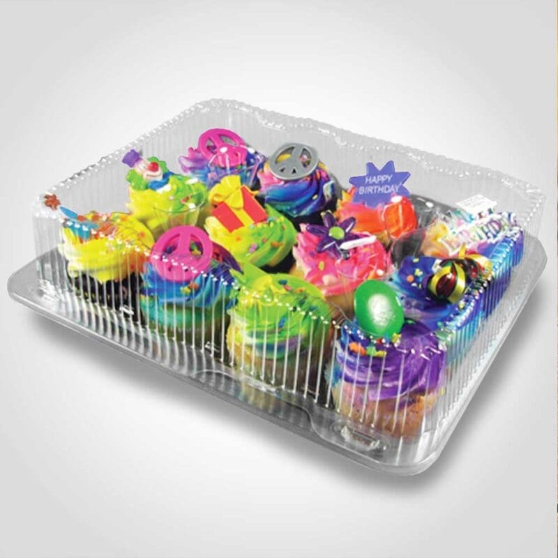 260245 12 Count Plastic Cupcake Containers for take out