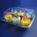 Cupcake packaging for 6 cupcakes with high top.
