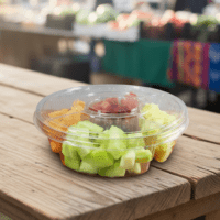 13 inch 4 Compartment Fruit or Deli Tray with Lid and Dip Cup - 50/case