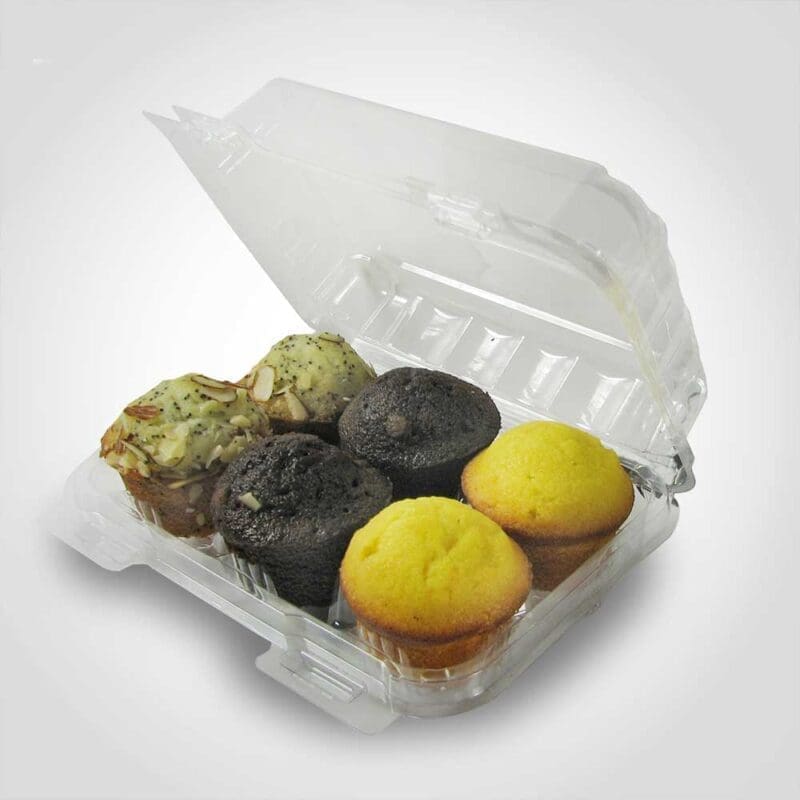 260568 6 Count Mini Plastic Cupcake Container for Bakery Take Out