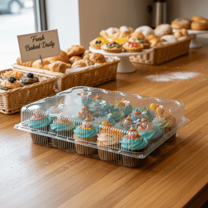 4 Count Cupcake Takeout Bakery Container