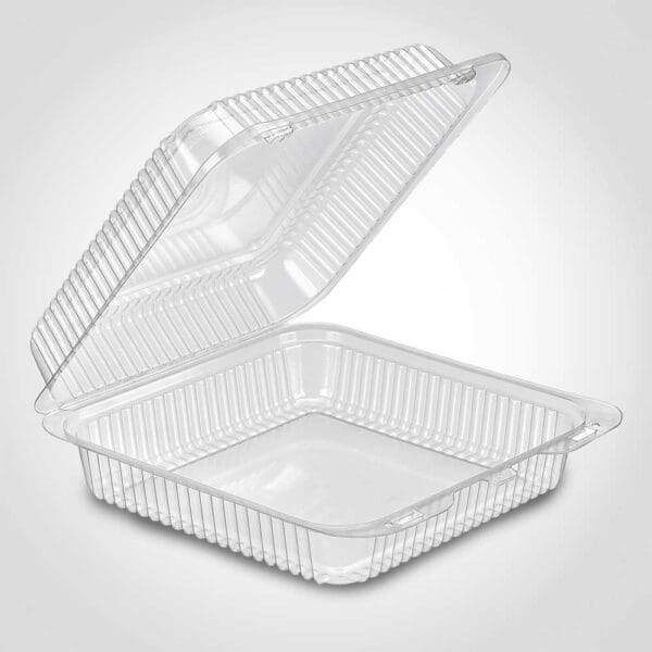 Large Hinged Square Cake Container recyclable plastic take out container