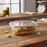 32 oz RPET Clear Hinged Lid Deli Container - 200/case