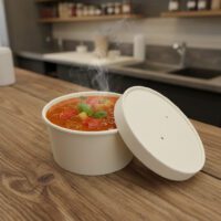 8oz paper soup container show in deli container