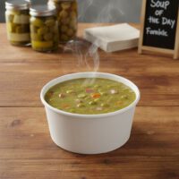 8oz paper cup for soups and other foods on a deli counter