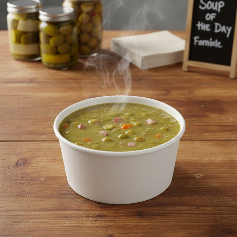 261709-Paper-Soup-Cup-8-oz-White2 8oz paper cup for soups and other foods on a deli counter