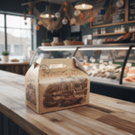 Lobster Box Takeout Kraft Box with fresh Seafood Design on counter