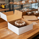 10″ White Cake Box with lid open