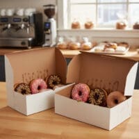 White Non-Window Bakery Boxes with donuts