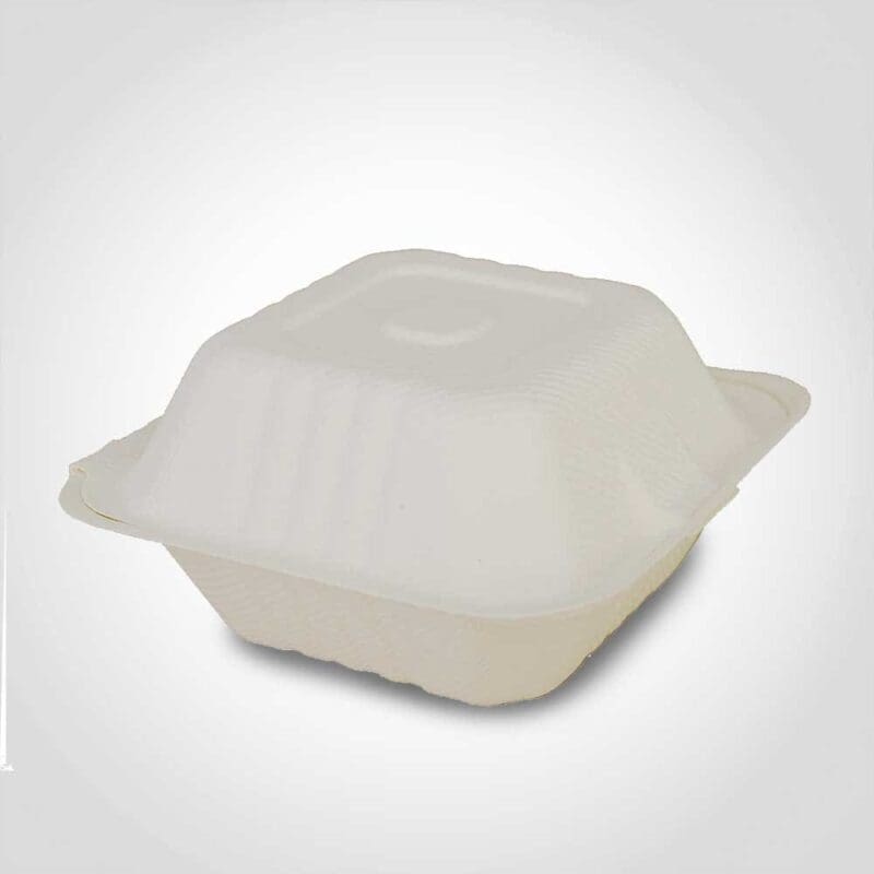 360218 6 inch Molded Clamshell Champware Made from Sugar Cane Pulp Fiber