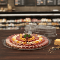 9 inch Crystal Looking Flat Deli Tray and Dome Lid - 60/case
