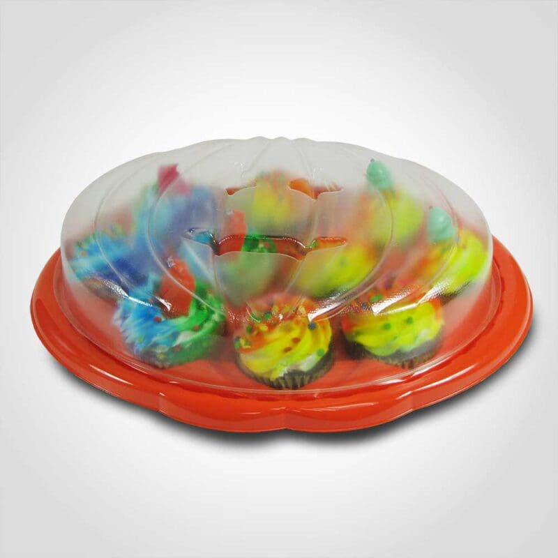 376029-2 Jack-O-Lantern 10 Count Cupcake Tray with Lid