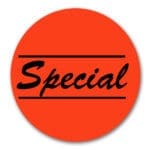 Special Labels on Round Red Sticker 500 Pack