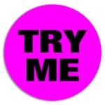 Try Me Labels on Round Pink Sticker (500 Pack)