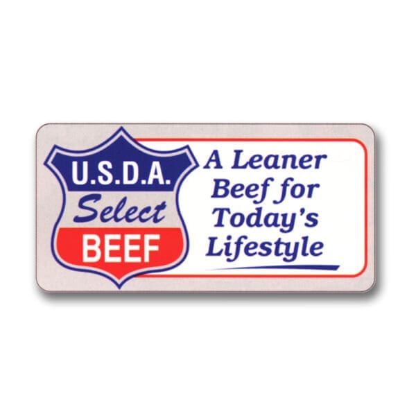 USDA Select Beef - A Leaner Beef label on a foil sticker with red and blue print - 1 roll of 1000
