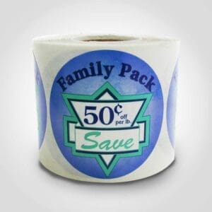 Family Pack Circle 50 Cent Label - 1 roll of 500 stickers