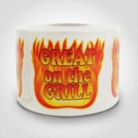 Great On The Grill Flames Label 1 roll of 500 stickers