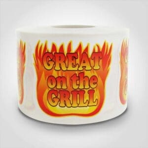 Great On The Grill Flames Label 1 roll of 500 stickers