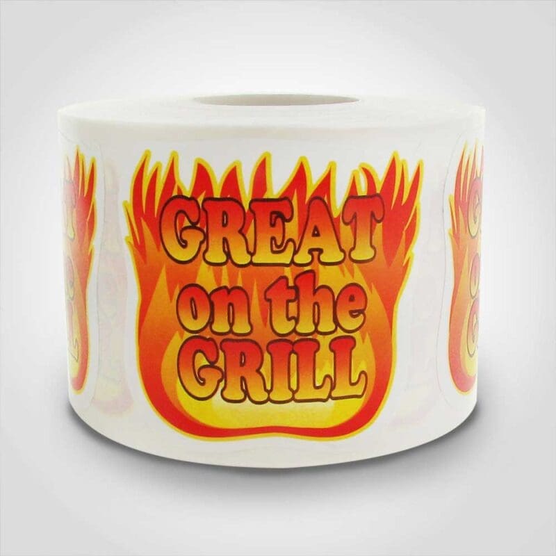500250-1 Great On The Grill Flames Label 1 roll of 500 stickers