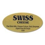 Swiss Cheese Label Gold Foil Stick with ingredients
