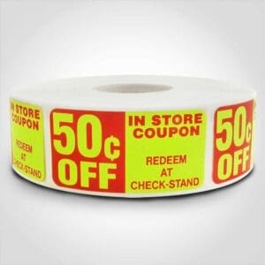 50 Cent OFF Label - 1 roll of 500