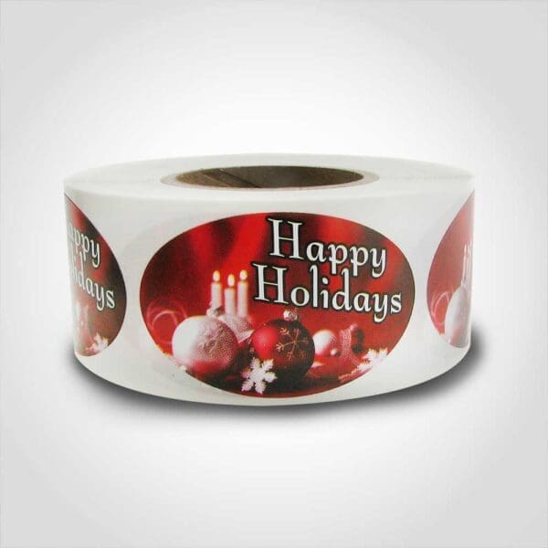 Happy Holidays Label 1 roll of 500 stickers